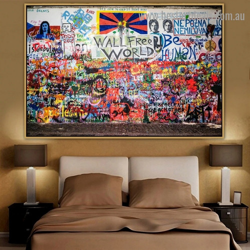 Wall Free World Abstract Figure Typography Graffiti Artwork Image Canvas Print for Room Wall Ornament