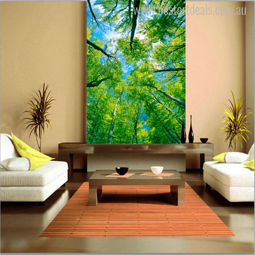 Green Trees Botanical Nature Canvas Artwork Portrait Print for Home Wall Getup