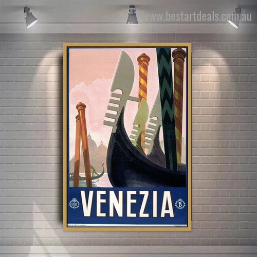 Venezia Landscape Vintage Retro Advertisement Poster Artwork Picture Canvas Print for Room Wall Garniture