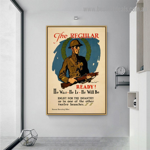 The Regular Vintage Figure Retro Advertisement Portrait Image Canvas Print for Room Wall Garniture