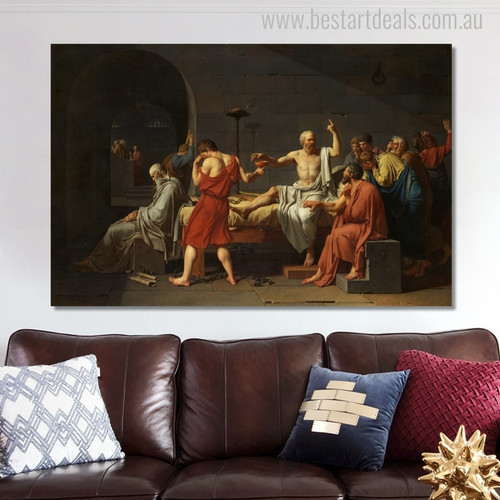 Death of Socrates Vintage Mix Artist Reproduction Painting Canvas Print for Room Wall Decor