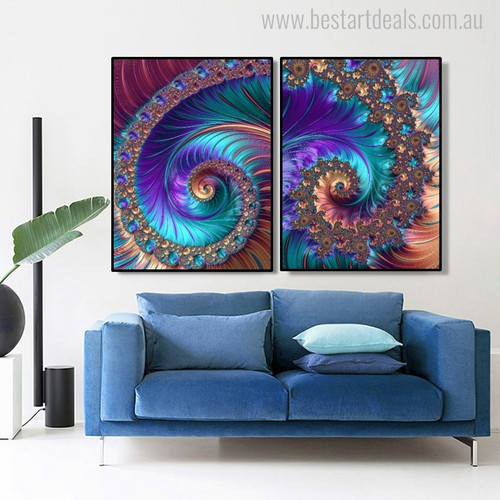 Fractal Abstract Modern Painting Canvas Print for Dining Room Wall Getup