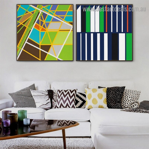 Colorful Cabriole Stripes Abstract Modern Framed Portrait Picture Canvas Print for Room Wall Decoration