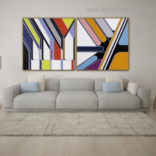 Colorful Concrete Pattern Abstract Modern Framed Artwork Photo Canvas Print for Room Wall Flourish