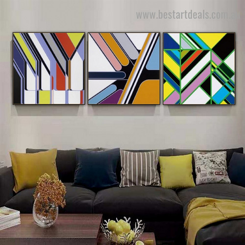 Diagonal Dapple Streak Abstract Modern Framed Artwork Image Canvas Print for Room Wall Décor