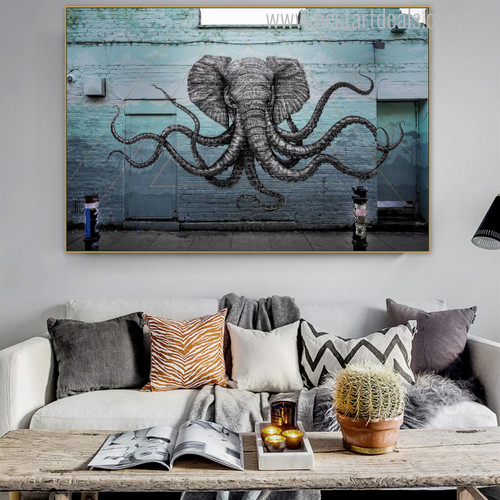 Octopus Arms Abstract Animal Graffiti Painting Canvas Print for Living Room Wall Tracery