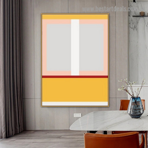 Yellow Rectangle Abstract Geometric Modern Framed Portrait Picture Canvas Print for Room Wall Decoration