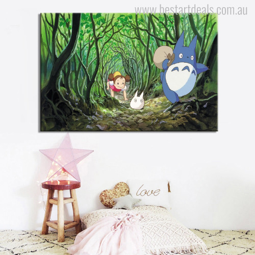 Totoro Cartoon Modern Painting Picture Canvas Print for Nursery Room Wall Outfit