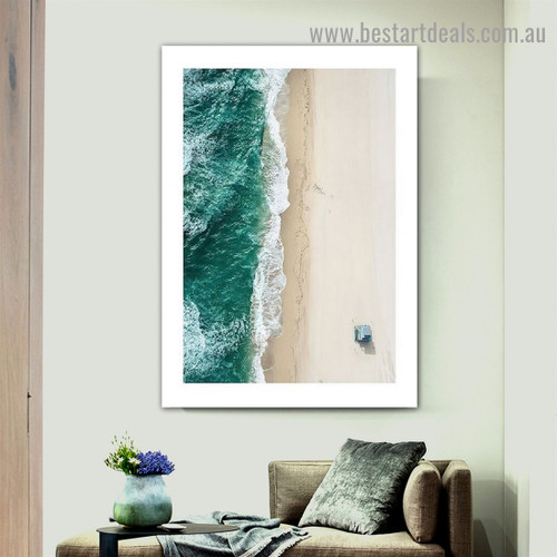 Beach Valley Landscape Modern Framed Artwork Picture Canvas Print for Room Wall Flourish