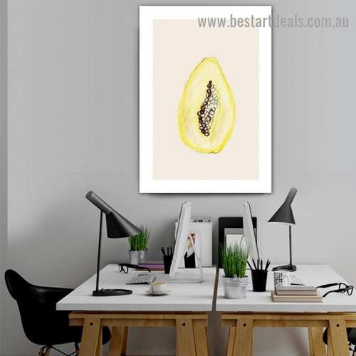 Sweet Papaya Food and Beverage Modern Framed Portrait Picture Canvas Print for Room Wall Ornament