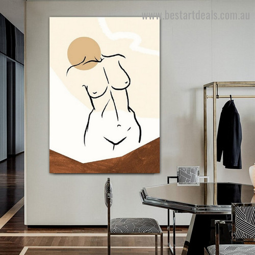 Naked Lady Body Abstract Nude Scandinavian Framed Artwork Image Canvas Print for Room Wall Ornament