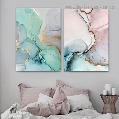 Varicolored Marble Abstract Modern Framed Artwork Image Canvas Print for Room Wall Adorn