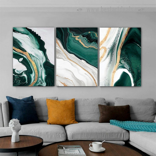 Foil Line Marble Abstract Modern Framed Artwork Image Canvas Print for Room Wall Adornment