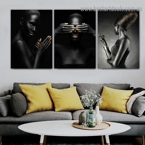 Closed Eyes Women Fashion Figure Modern Framed Artwork Picture Canvas Print for Room Wall Spruce