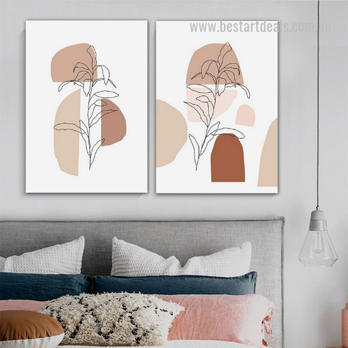 Coloured Smudge Leafage Minimalist Botanical Framed Stretched Scandinavian Art Image 2 Abstract Piece Canvas Print For Room Wall Finery