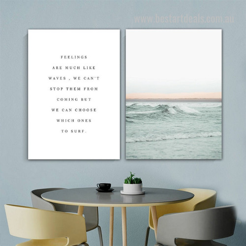 We Can Choose Seascape Painting Image Modern Framed Stretched 2 Piece Typography Canvas Print for Room Wall Garniture