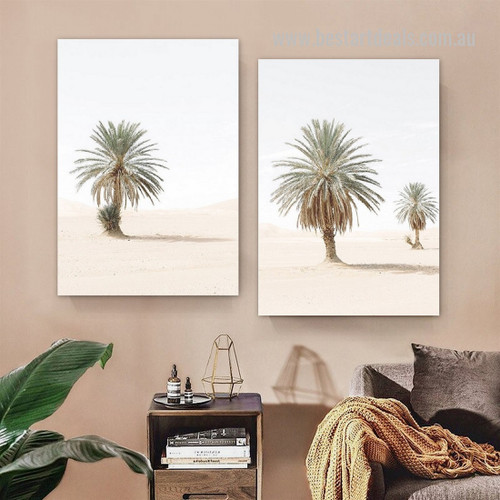 Tropical Palm Sapling Landscape Modern 2 Piece Framed Stretched Art Photograph Abstract Canvas Print for Room Wall Finery