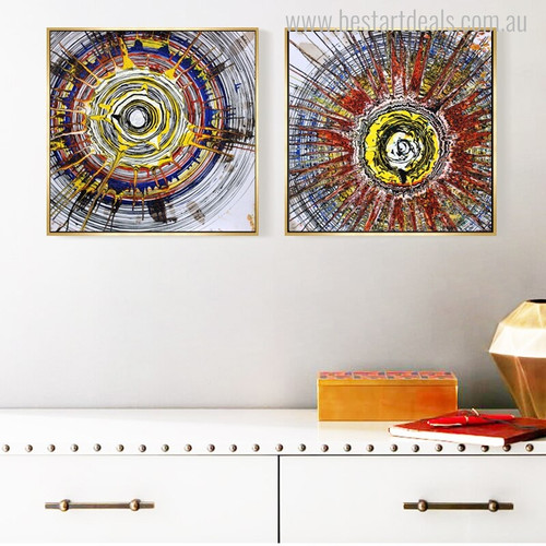 Circular Effect Abstract Watercolor Canvas Artwork Image Print for Room Wall Finery