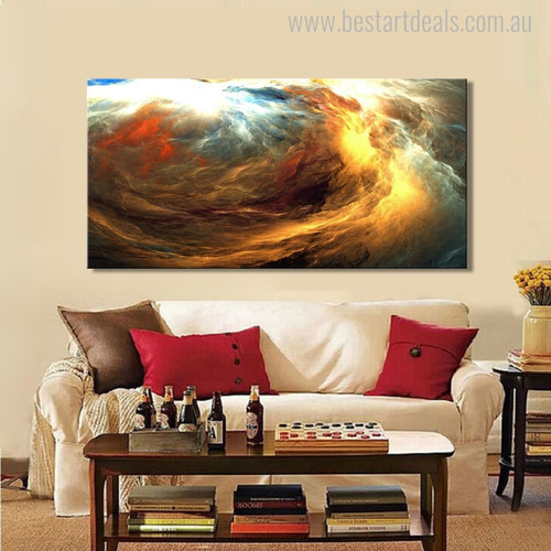 Colorific Clouds Modern Abstract Canvas Artwork Portrait Print for Living Room Wall Drape