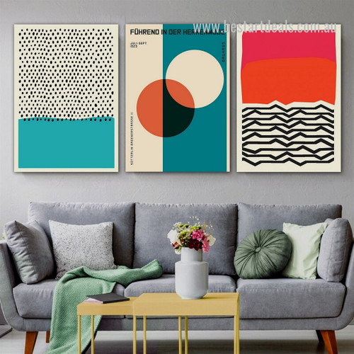 Colorific Rectangular Patches Spots Modern Abstract Painting Photograph 3 Panel Geometric Design Framed Stretched Canvas Print for Room Wall Outfit