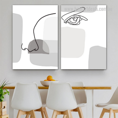 Human Optic Stria Line Figure Geometric Stretched Framed Modern 2 Panel Artwork Photograph Canvas Print for Room Wall Finery