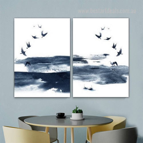 Tarnish Palestra Spot Abstract Framed Stretched Bird Photograph Landscape 2 Panel Nordic Canvas Print Artwork for Room Wall Drape