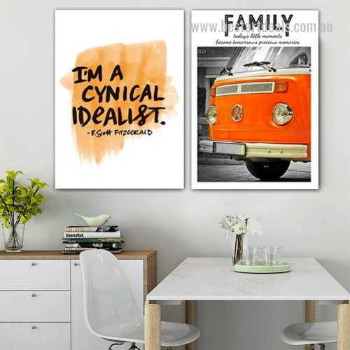 A Cynical Idealist Nordic Canvas Print Image Quotes Framed Stretched Wall Ornamentation Vintage 2 Multi Piece for Room Artwork