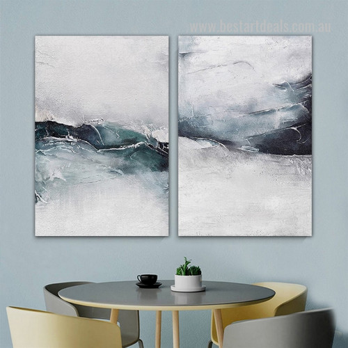 Brine Upsurge Sea Waves Abstract Seascape Canvas Wall Art 2 Panel Picture Framed Stretched Modern Canvas Print for Room Garnish