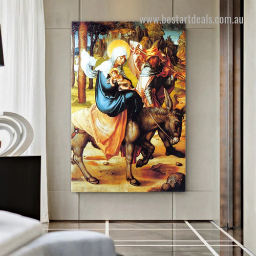 The flight to Egypt Softwood Albrecht Durer Northern Renaissance Religious Figure Reproduction Artwork Picture Canvas Print for Room Wall Adornment