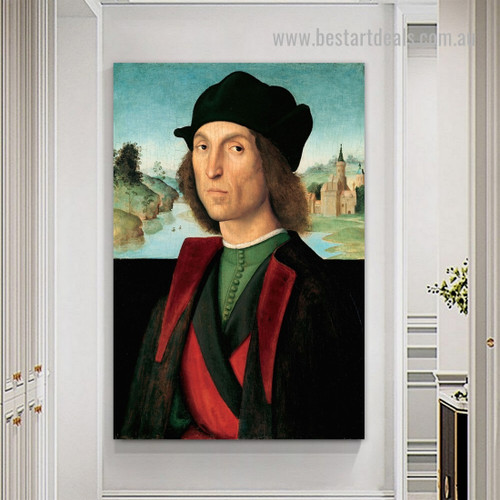 Portrait of a Man Raphael High Renaissance Figure Landscape Reproduction Artwork Picture Canvas Print for Room Wall Adornment