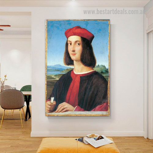 Portrait of the Young Pietro Bembo Raphael High Renaissance Figure Landscape Reproduction Artwork Picture Canvas Print for Room Wall Decoration