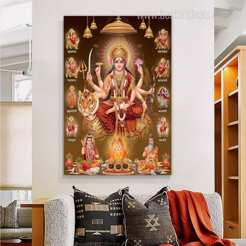 Maa Durga Hindu Goddess Indian Spiritual God Modern Photo Art Canvas Print for Room Wall Assortment