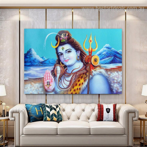 Mahadev Spiritual Hindus God Modern Image Art Canvas Print for Room Wall Illumination
