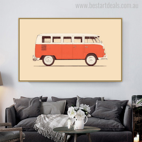 Volkswagen Kombi Vintage Nordic Minimalist Painting Canvas Print for Living Room Wall Drape