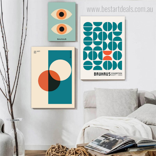 Quarter And Half Orbs Circles Abstract 3 Piece Framed Prints Set Geometrical Painting Photograph Modern Rolled Canvas Print Home Wall Embellishment