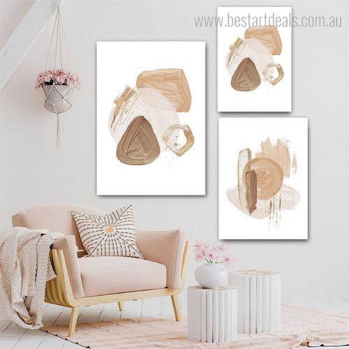 Roundly Tarnishes Abstract Minimalist 3 Piece Framed Wall Art Set Scandinavian Stretched Canvas Print Photograph for Room Illumination