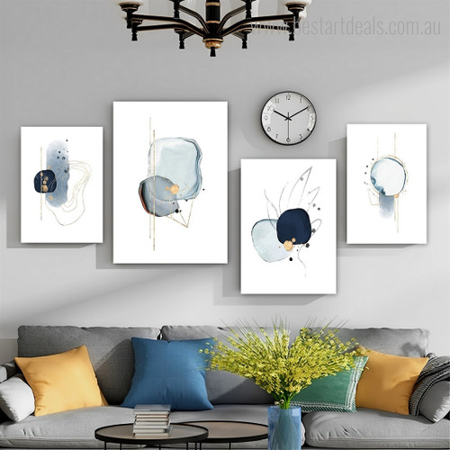 Roundly Stains Stroke Spots Abstract Minimalist 4 Piece Framed Canvas Prints Wall Artwork Set Modern Photograph Stretched for Room Finery