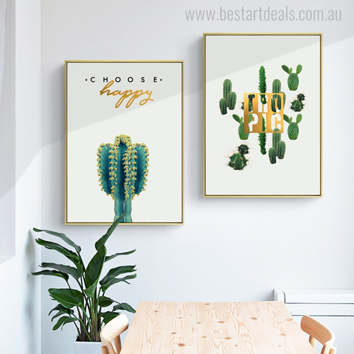 Devil's Tongue Cactus Botanical Nordic Quotes Painting Canvas Print for Home Wall Getup