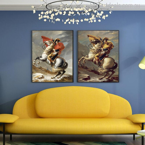 Napoleon Crossing Alps Vintage Reproduction Painting Canvas Print for Room Wall Decor