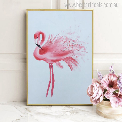 Pink Flamingo Animal Bird Modern Effigy Canvas Print for Home Wall Getup