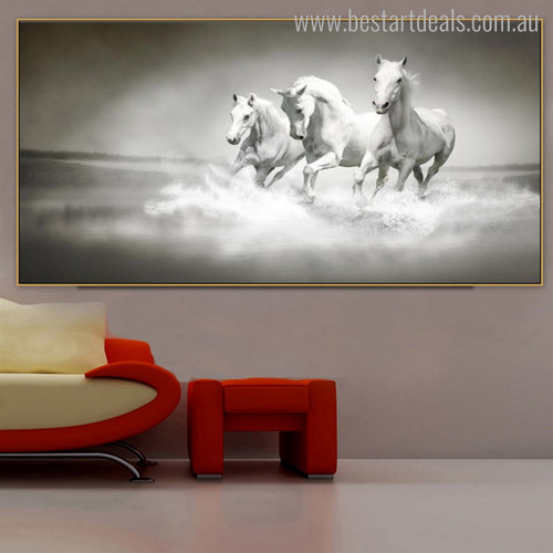Monochrome Horses Animal Modern Painting Canvas Print for Room Wall Finery