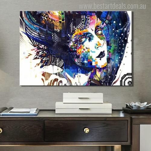 Hued Girl Figure Abstract Modern Canvas Artwork Photo Print for Home Decor