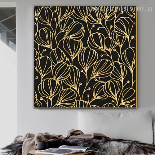 Damask Floral Abstract Nordic Framed Portraiture Photo Canvas Print for Room Wall Adornment
