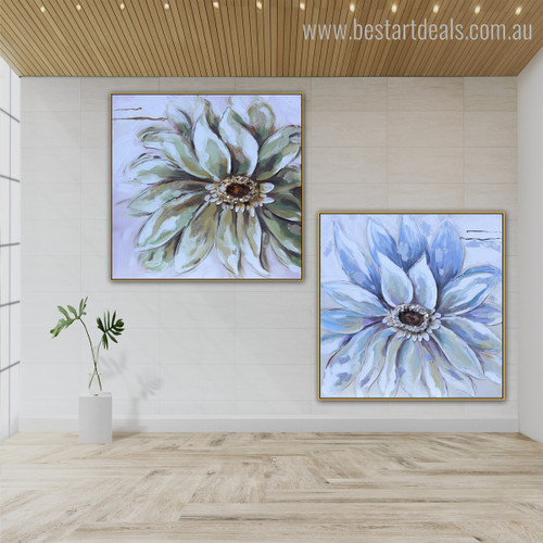 Two Flowers Abstract Floral Framed Watercolor Painting Photo Canvas Print for Room Wall Assortment