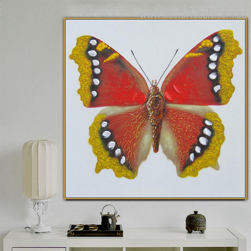 Eastern Comma Animal Framed Contemporary Smudge Picture Canvas Print for Room Wall Trimming