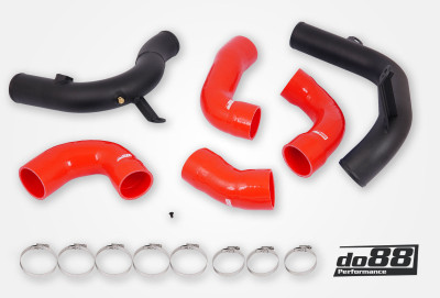 do88 Audi/Seat/Skoda/Volkswagen 1.8T/2.0T (MQB) OEM Intercooler Pressure Pipes w/Red Hoses - TR-340-OE-3-R Photo - Primary