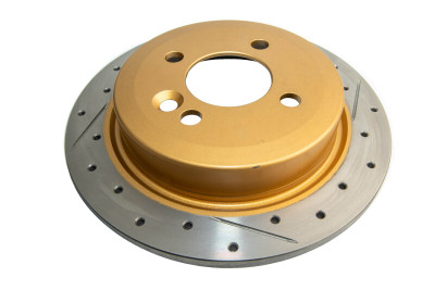 DBA 07-16 Mini Cooper (14mm Lug Excl JCW Brakes) Rear Street Series Drill & Slot Rotor w/Gold Hat - DBA543X Photo - Primary