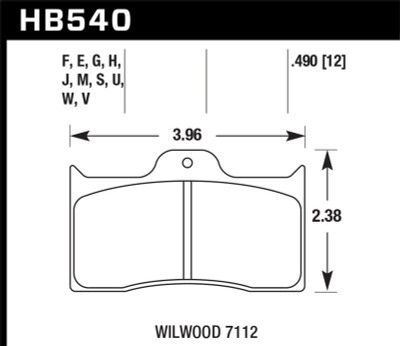 Hawk Wilwood 7112 ER-1 Motorsports Brake Pad Set - HB540D.490 Photo - Primary