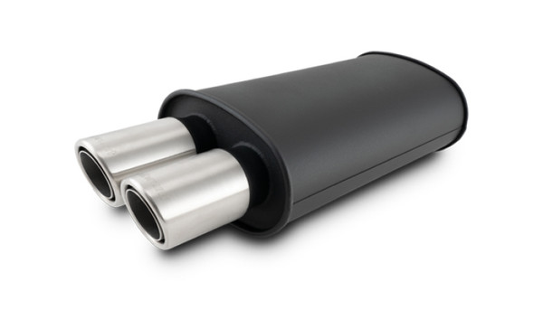 Vibrant Streetpower Flat Blk Muffler 9x5x15in Body 2.5in Inlet ID 3in Tip OD w/Dual Angle Tips - 12310 Photo - Primary