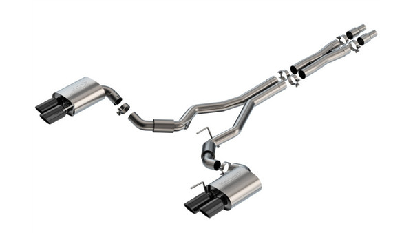 Borla 2024 Ford Mustang GT 5.0L V8 3 in S-Type Catback Non-Active Exhaust- Black Chrome Quad Tip - 140969BC Photo - Primary